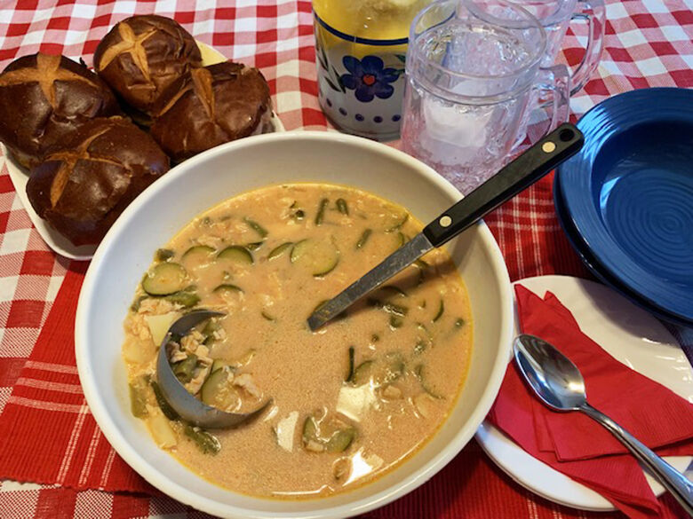 My Leader Yummy – Zucchini-Turkey Soup, Swiss Mushroom Burgers